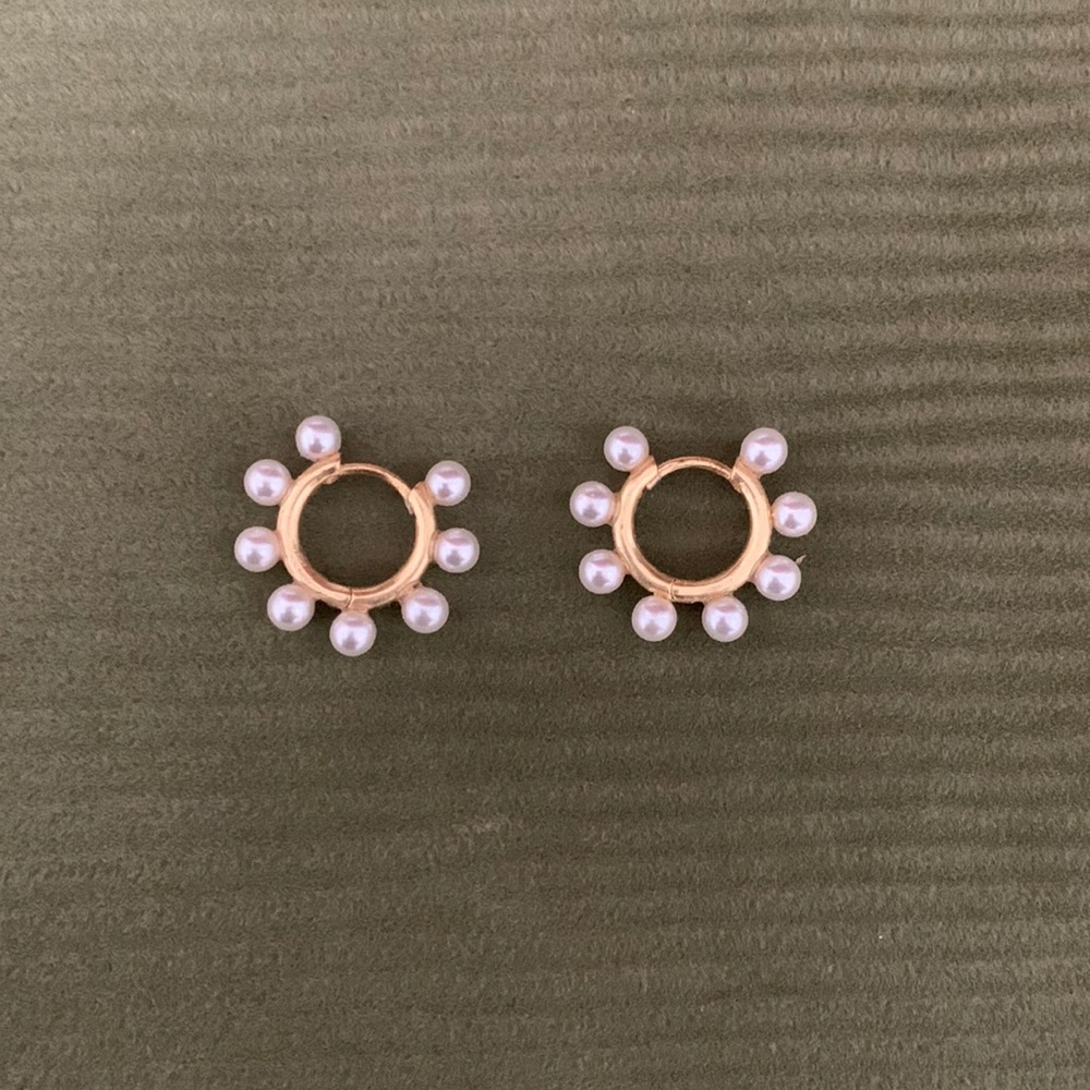 Jcrew gold plated little hoop pearl earrings